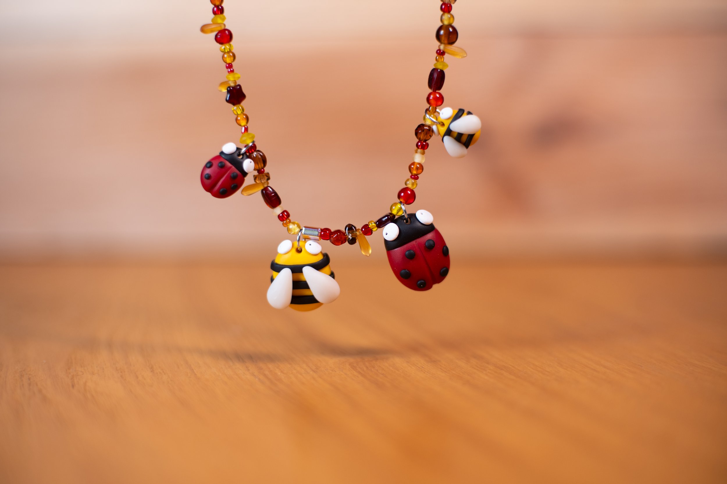 Ladybug and Bee Beaded Necklace