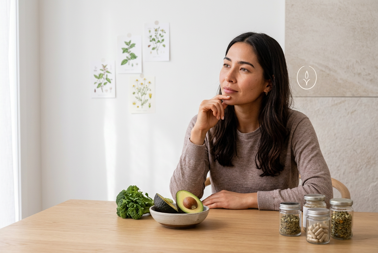Young woman illustrating a naturopathic approach to acne and gut health