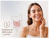 Woman illustrating the connection between gut health, the microbiome and skin health