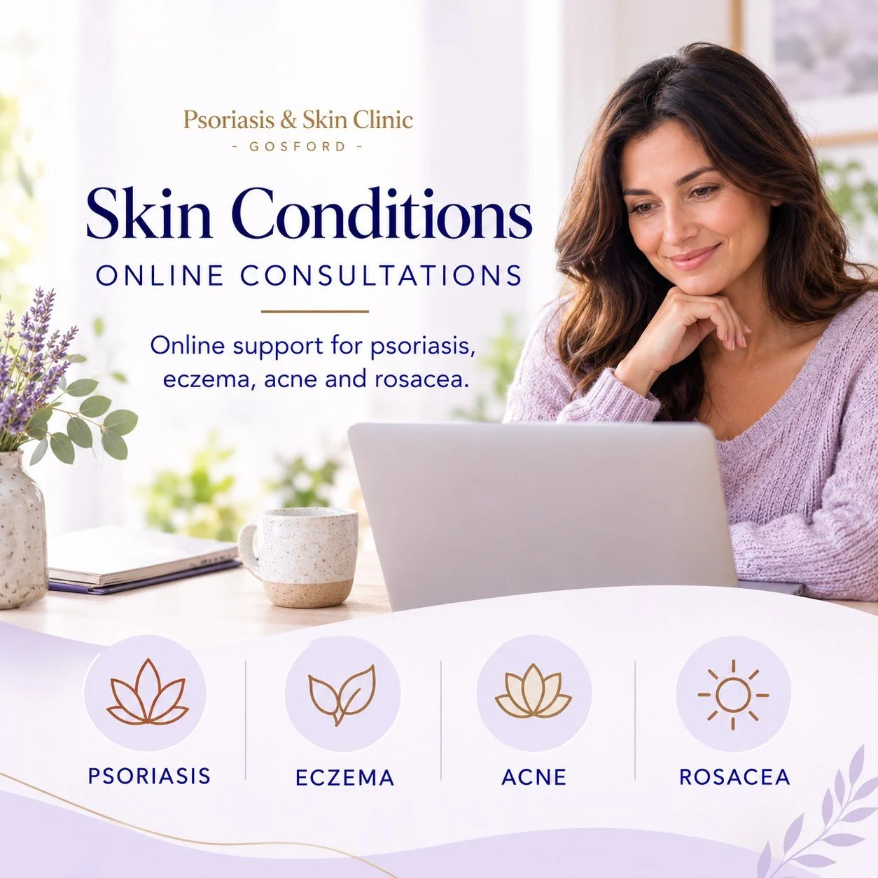 Online support for psoriasis, eczema, acne and rosacea