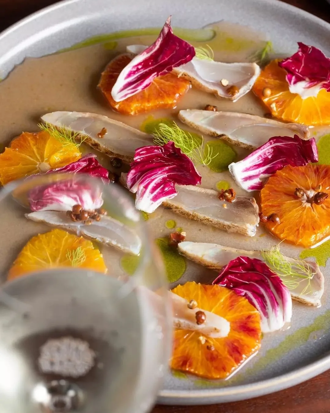 Start with flamed Exmouth kingfish crudo