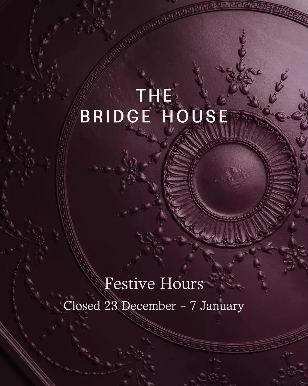 You can book your festive catch ups right up to Sunday 22 December. We'll be taking a break from Monday 23 December. Reopening on Wednesday 8 January.