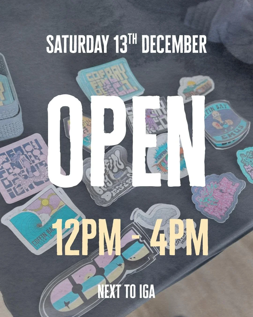 Slightly different opening time today. Go grab a coffee from bayside.grind, enjoy the beach, have a fish, then come back and grab an ice cream from One Scoop or Two Coffin Bay , then check out our new and old designs. Plus purchase any CBDC product i