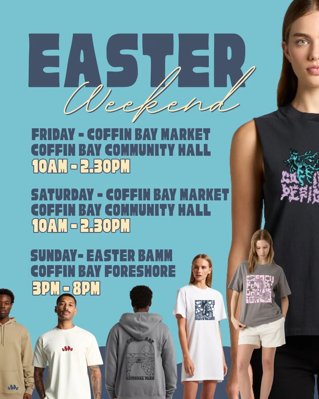 We will be out and about over the Easter Weekend! We have some new designs fresh off the press from the legends at @inkbrats, so check them out at one of the markets. Printed in small batches, so limited stock available.