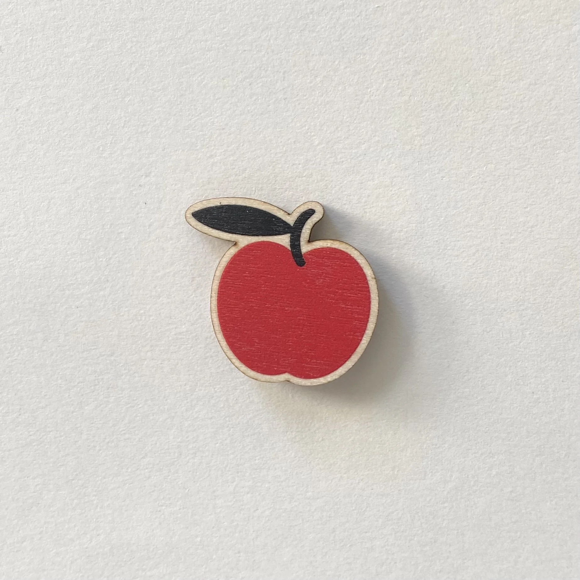 Wooden Pin Badge - Apple