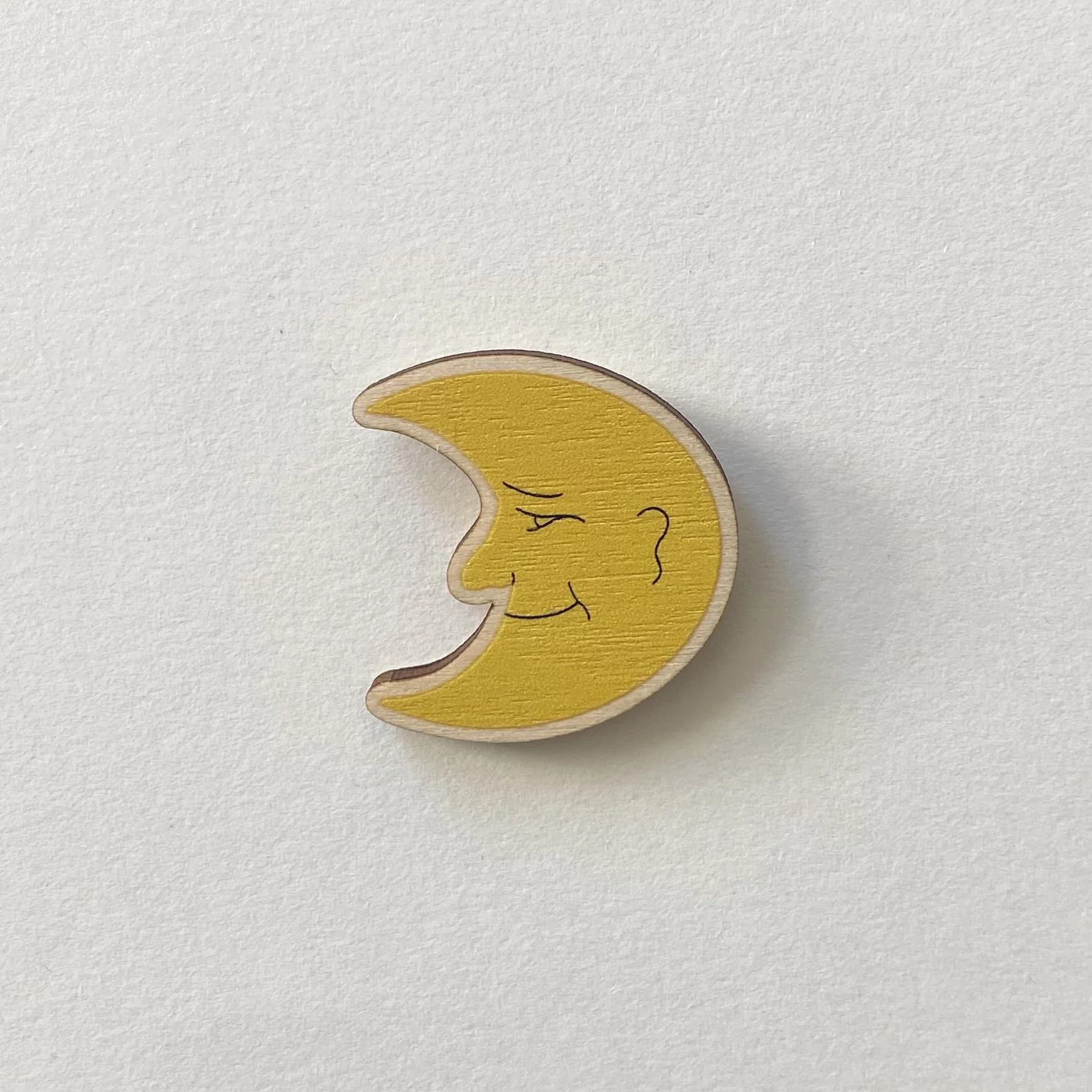 Wooden Pin Badge - Mr Moon
