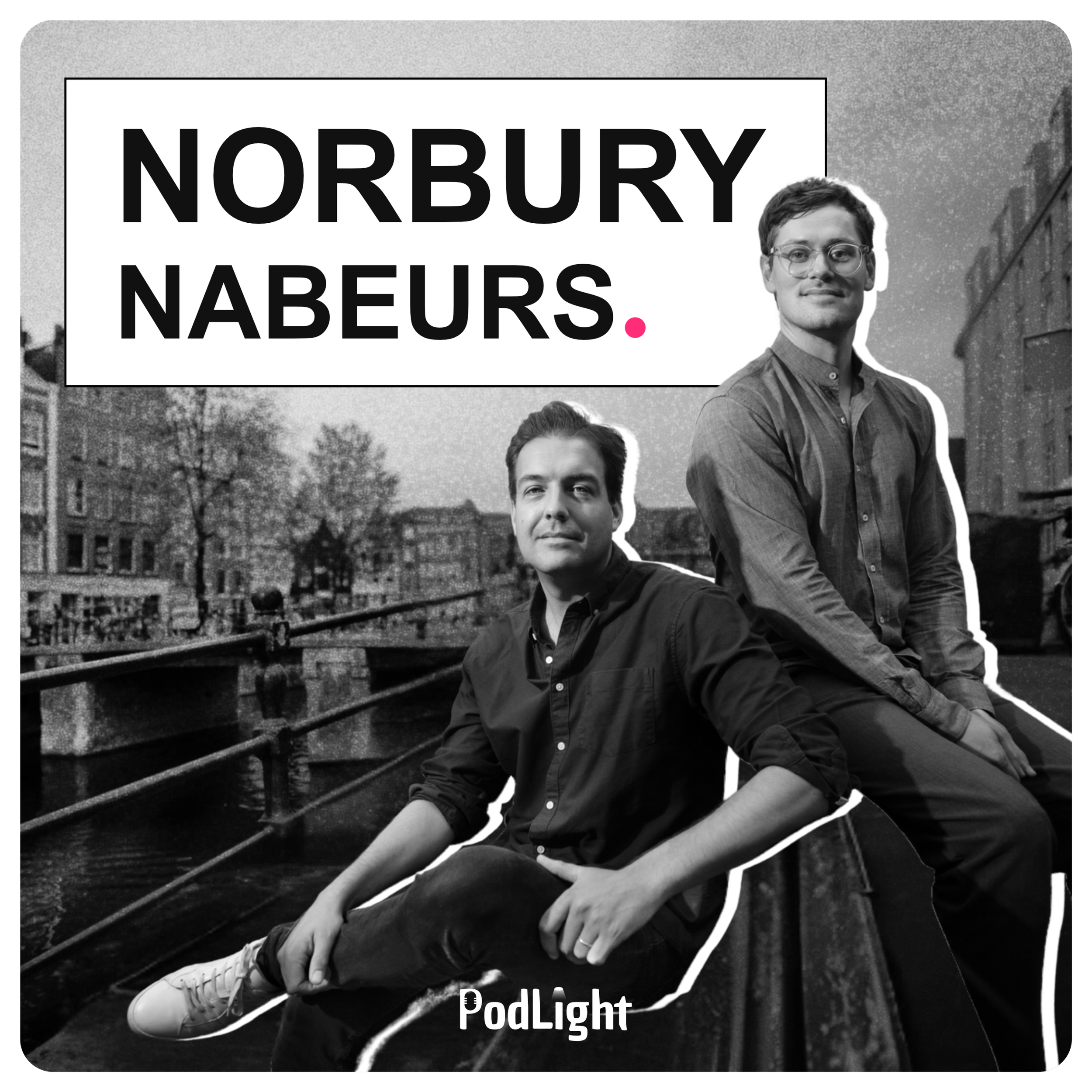 Podcasttegel grijs norbury nabeurs met twee mannen