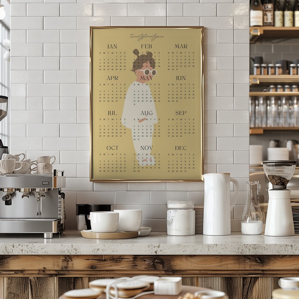 Minimalistischer Wandkalender 2026 in Pastellfarben – Jahresübersicht auf einen Blick, modern und klar gestaltet.