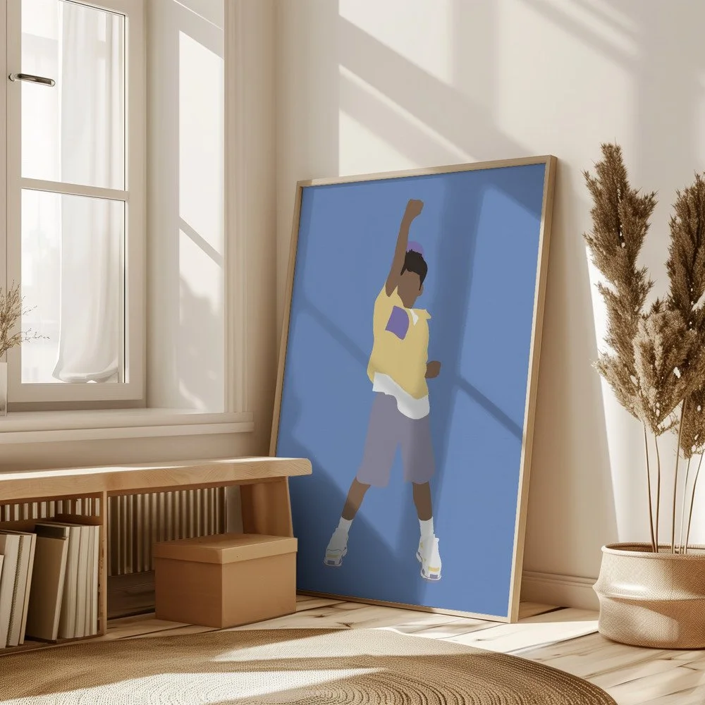 Moderne Kinderzimmer Wallart mit tanzender Illustration „Kevin“