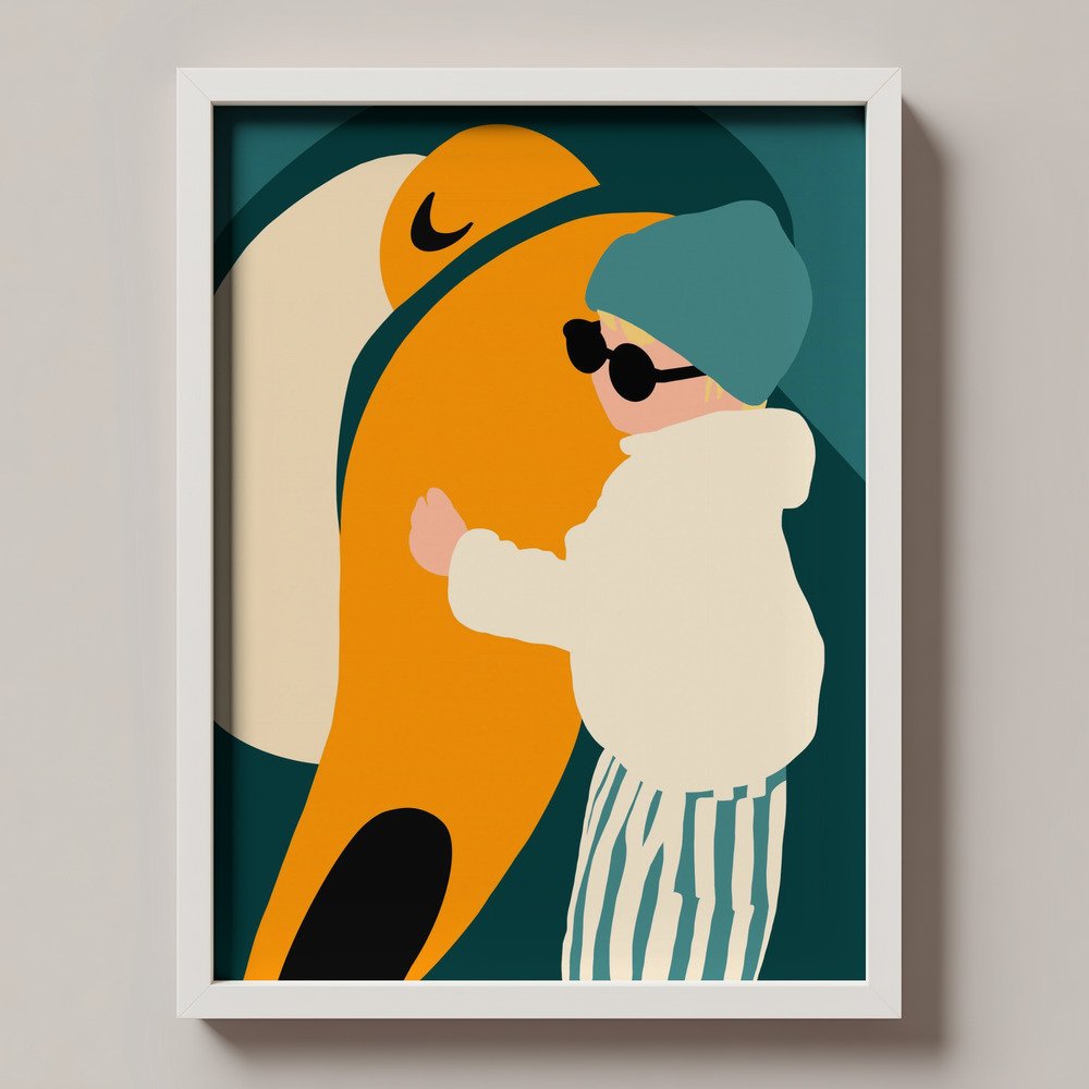 Minimalistische Kinderzimmer Wallart mit Carl und seinem Tukan