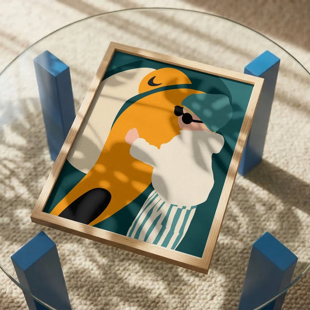 Minimalistische Kinderzimmer Wallart mit Carl und seinem Tukan
