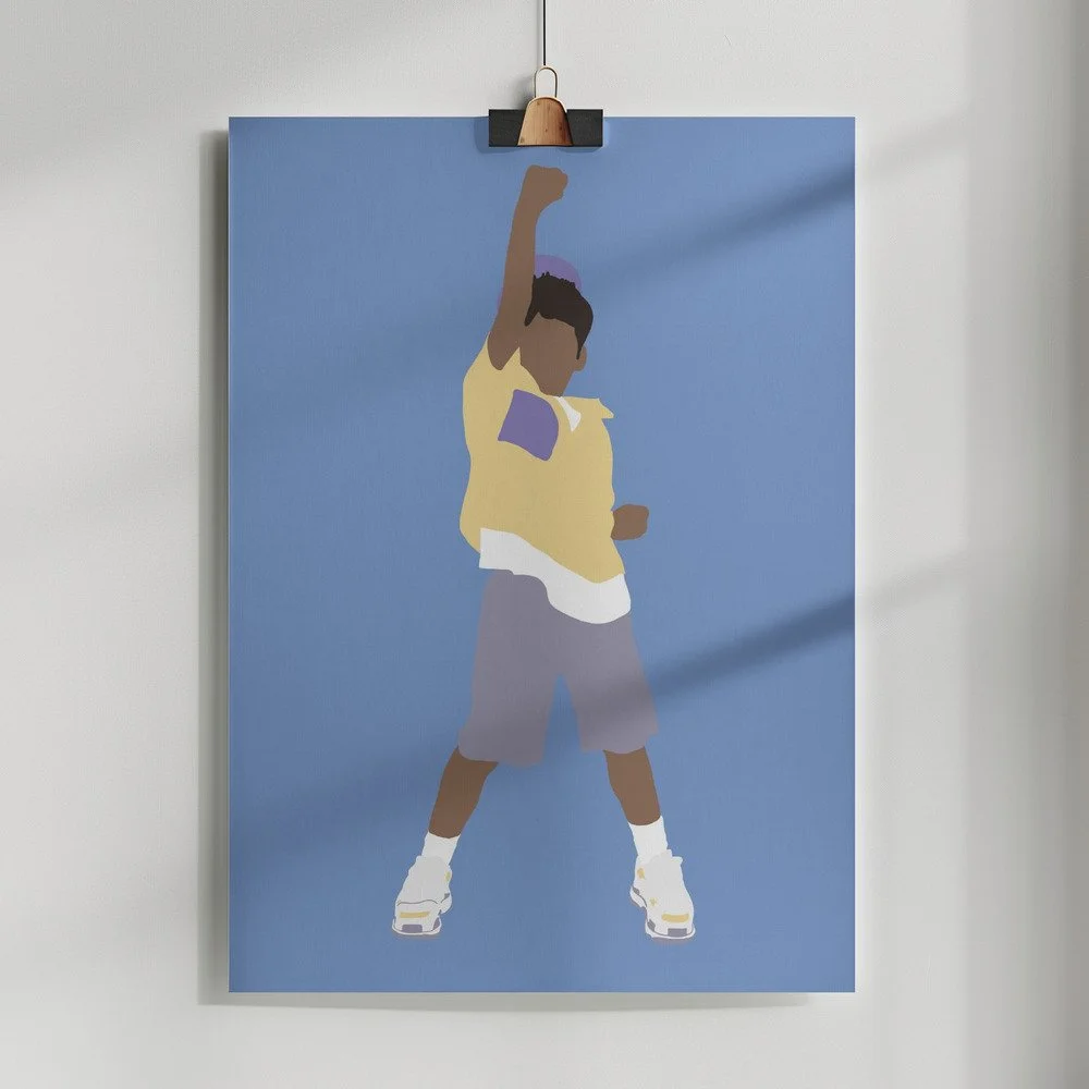 Moderne Kinderzimmer Wallart mit tanzender Illustration „Kevin“