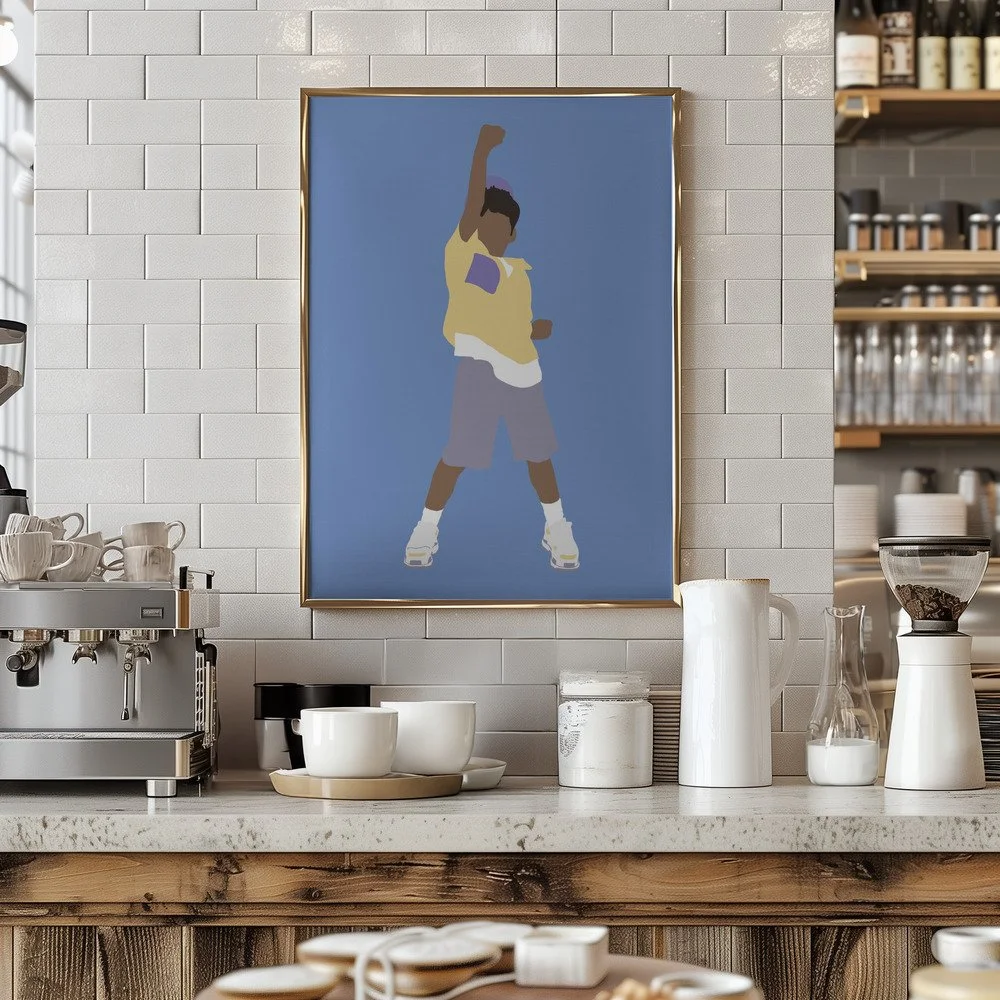 Moderne Kinderzimmer Wallart mit tanzender Illustration „Kevin“