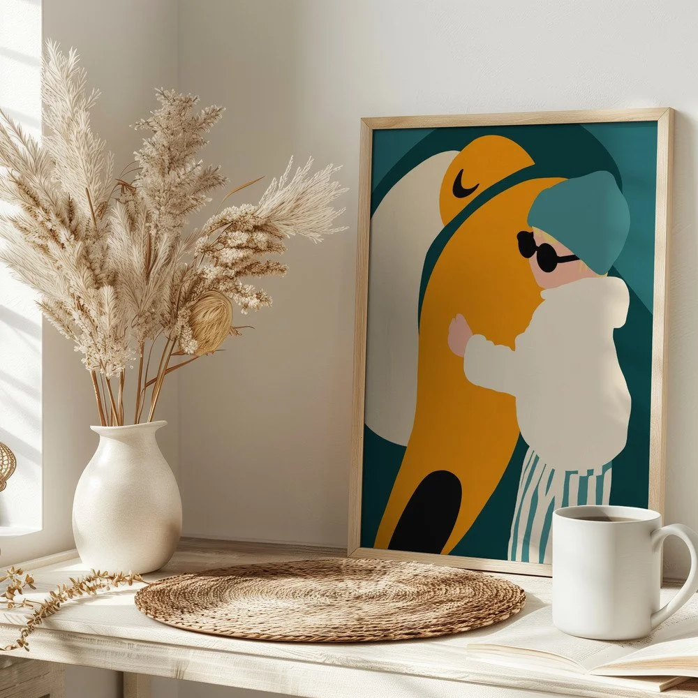 Minimalistische Kinderzimmer Wallart mit Carl und seinem Tukan