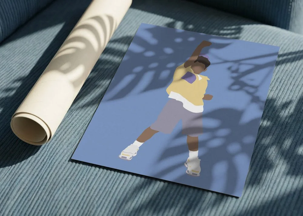 Moderne Kinderzimmer Wallart mit tanzender Illustration „Kevin“