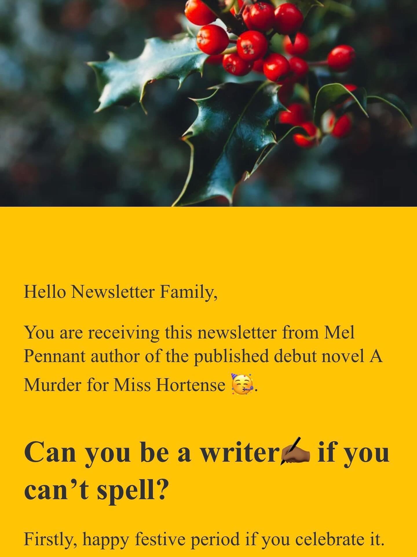 December Newsletter is out! Join my newsletter 📝 at Melpennant.com if you&rsquo;d like ❤️ to receive the next instalment!!!