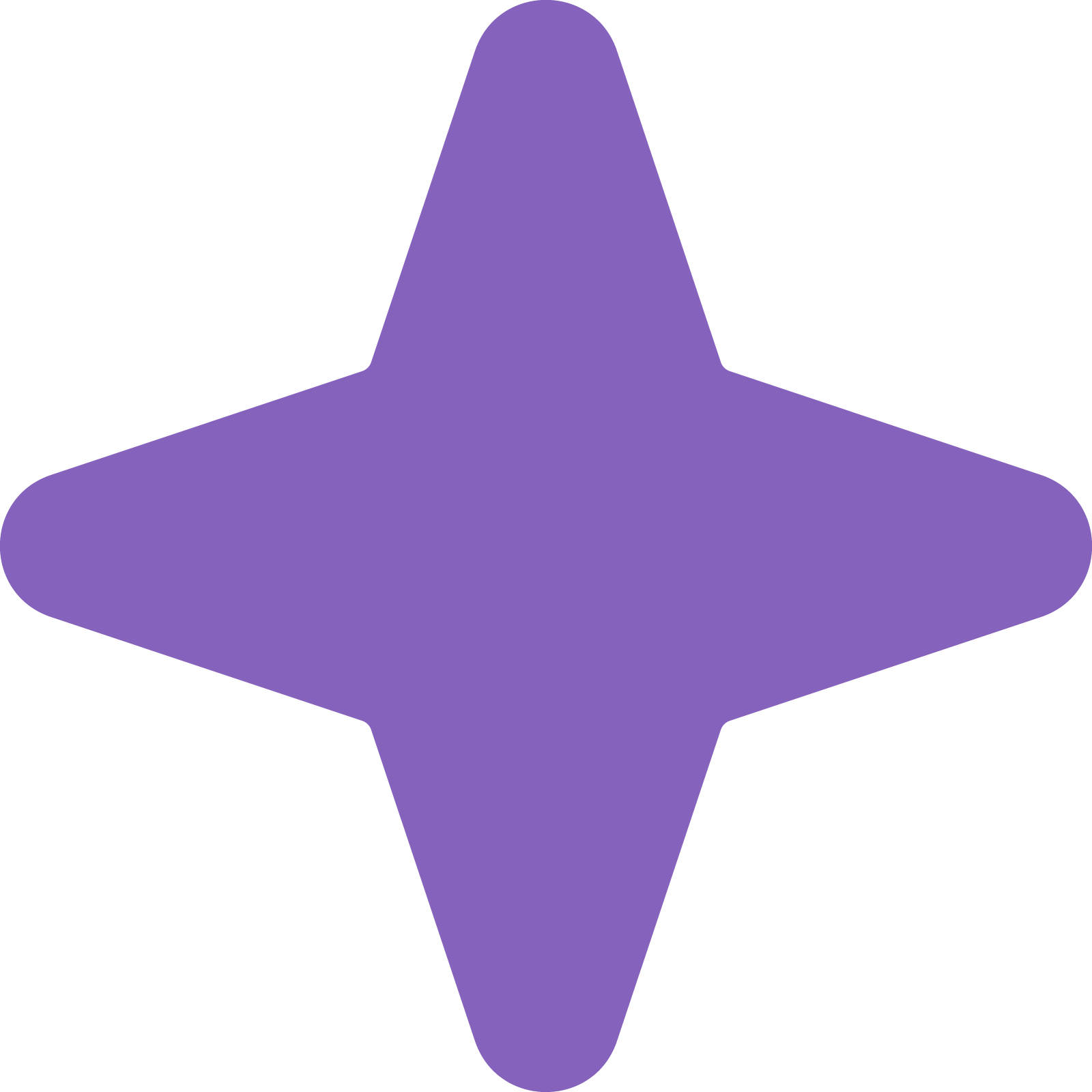 Purple four-pointed star shape on a white background