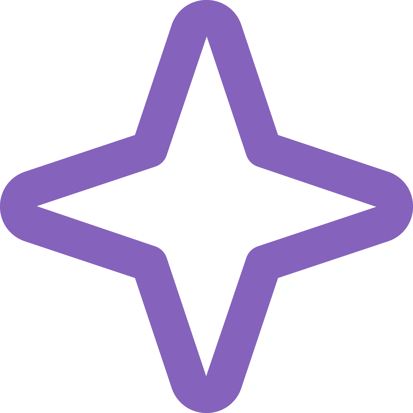 Purple abstract star shape illustration with rounded edges.