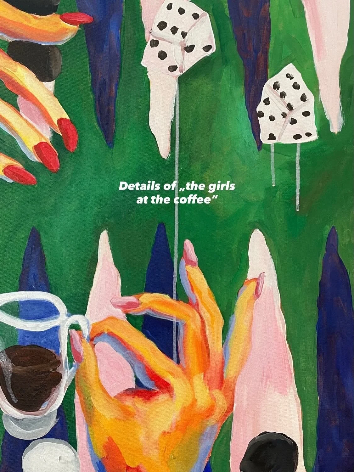 This is the process of &bdquo;the girls at the coffee&ldquo; going back to the first sketch. 
I like this one much because it feels like being in your own little saturday bubble with no plans but just being present in the local neighborhood coffee, m