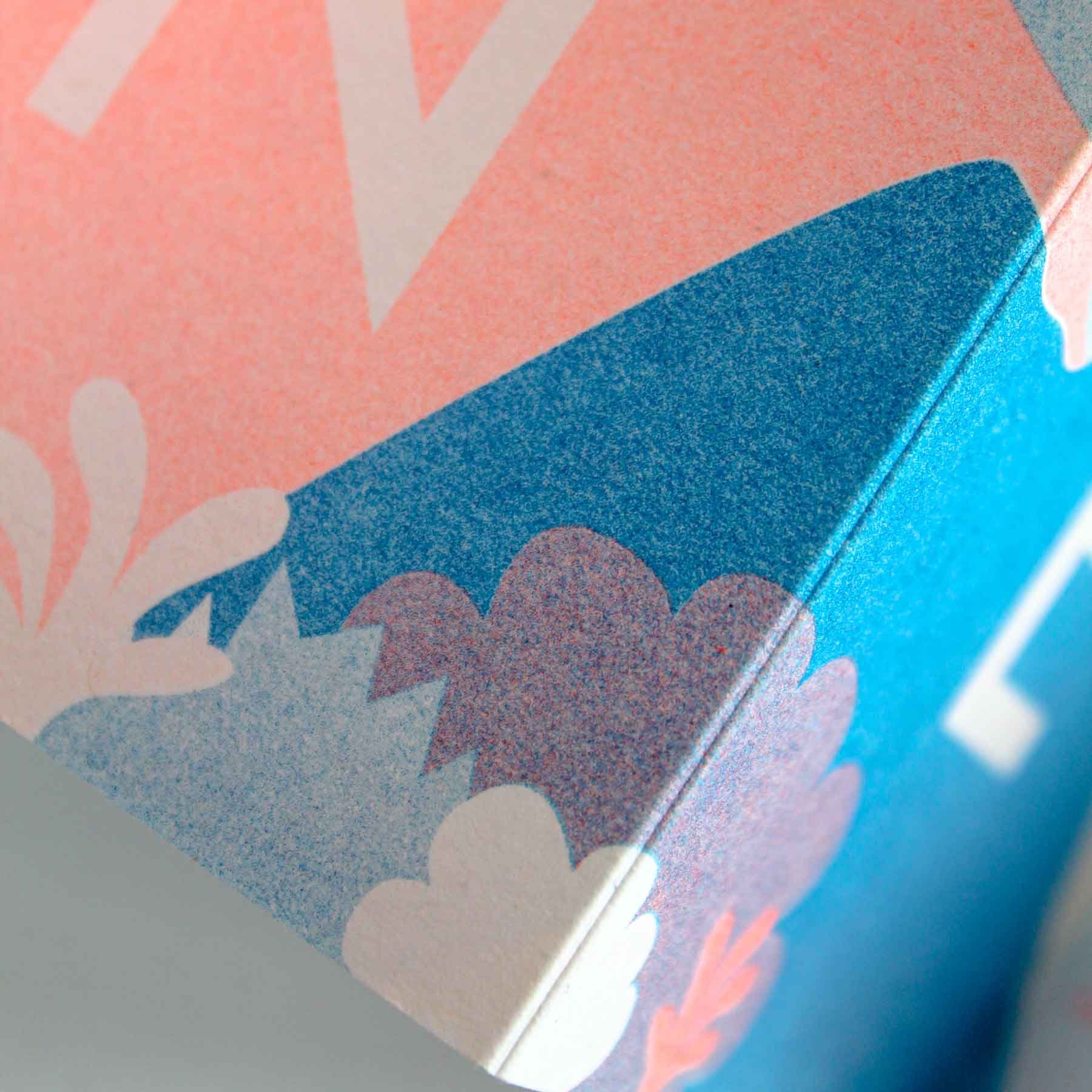  Ontwerp : Helen Dierckx    Kleuren : Blue + Fluo Orange   Papier : Loop Birch 300g