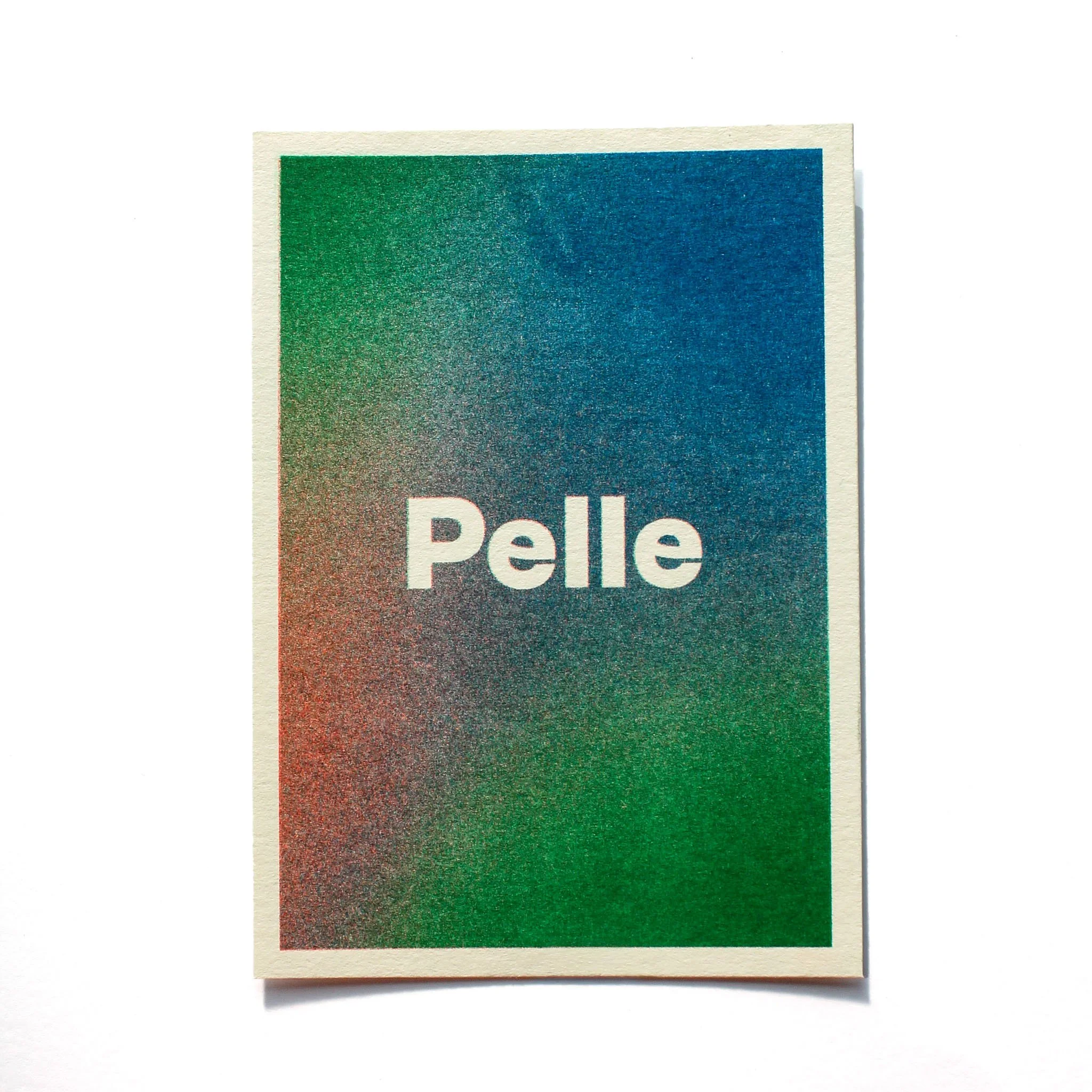 Met aangepaste kleuren: green + blue + fluo orange. Papier: Materica Limestone 250g