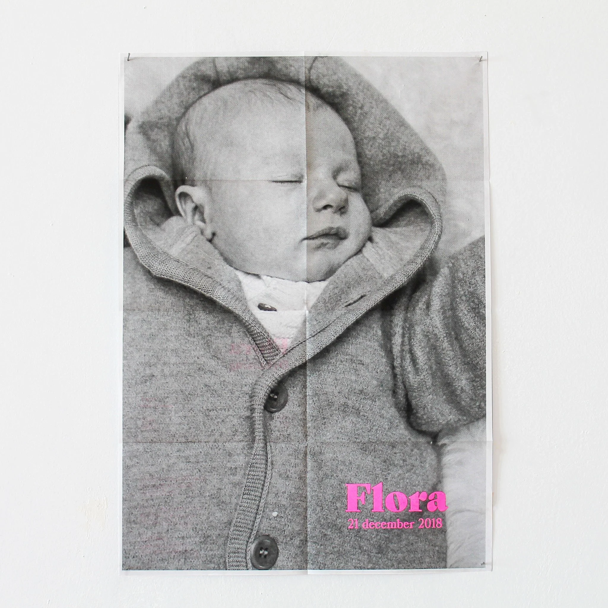 Geboorteposter als kaartje. Papier: Freelife White 120g.