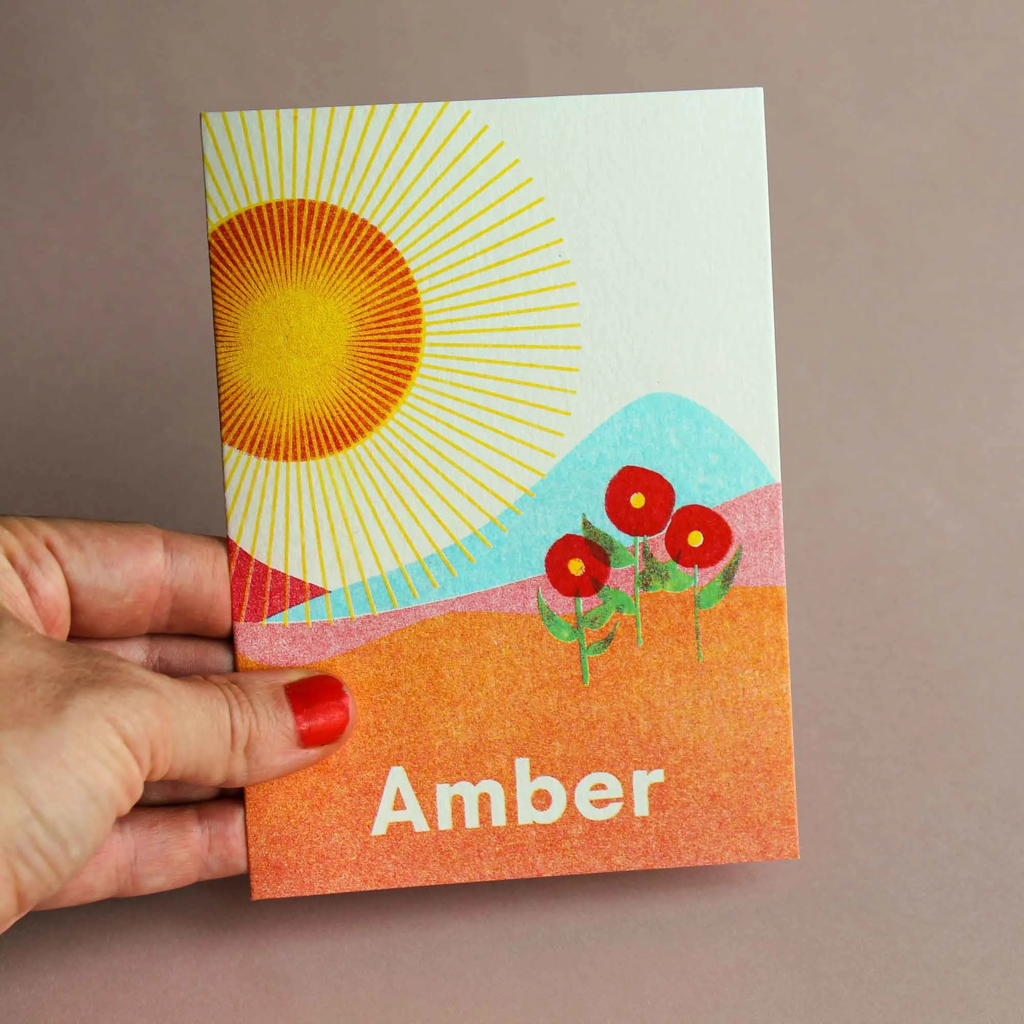  Ontwerp : Studio Boekenberg      Kleuren : Aqua + Yellow + Bright Red    Papier : Materica Limestone 250g