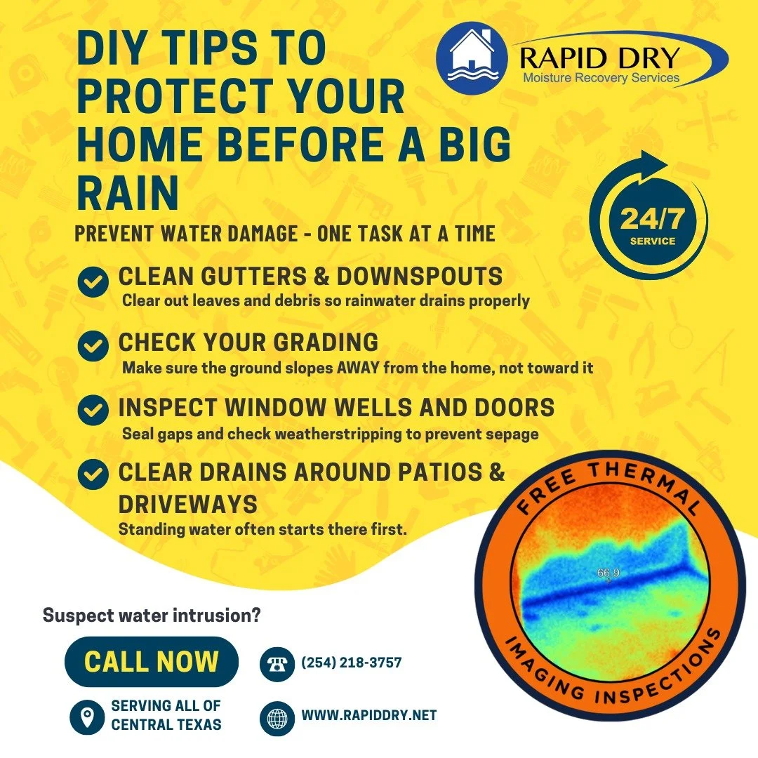 When heavy rain is in the forecast, a few quick DIY steps can make all the difference! ☔️
Clean gutters, check grading, seal doors, test sump pumps, and move valuables up high — small actions now can save you from a soaked mess later.
If the