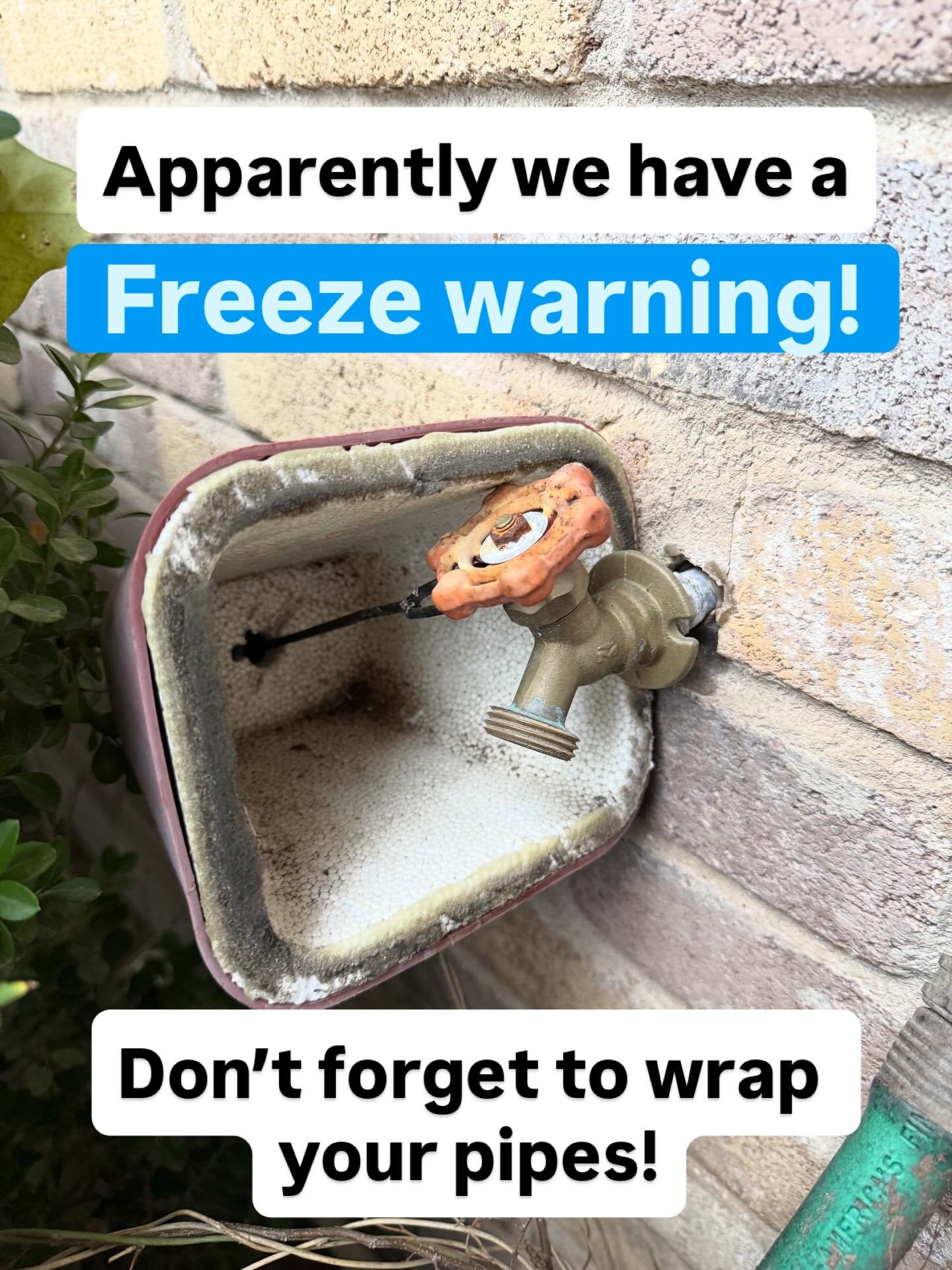 🧊 Central Texas Freeze Reminder! 🧰
Cold temps are rolling in, and that means one thing: protect those pipes before they freeze and burst. A $5 roll of insulation can save you thousands in water damage.

🔥 Quick Pipe-Protection Tip:
Wrap any expose