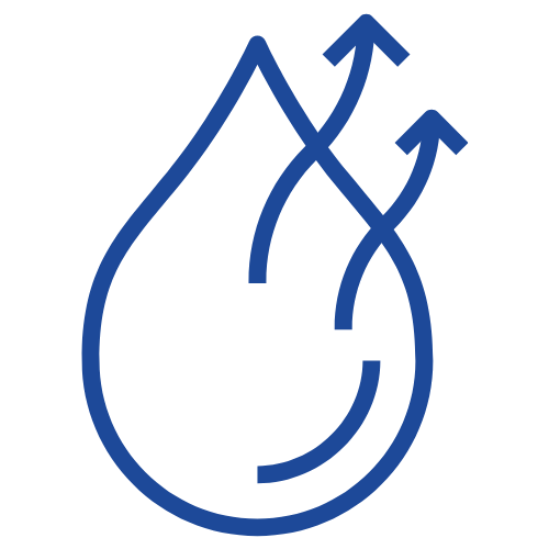 Line graph with three upward-trending arrows indicating growth or increase.