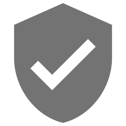 A gray shield with a white checkmark in the center.