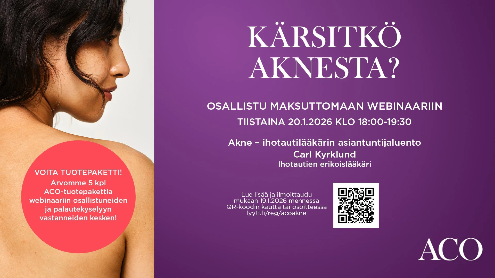 Kärsitkö aknesta? Osallistu maksuttomaan webinaariin 20.1.2026!