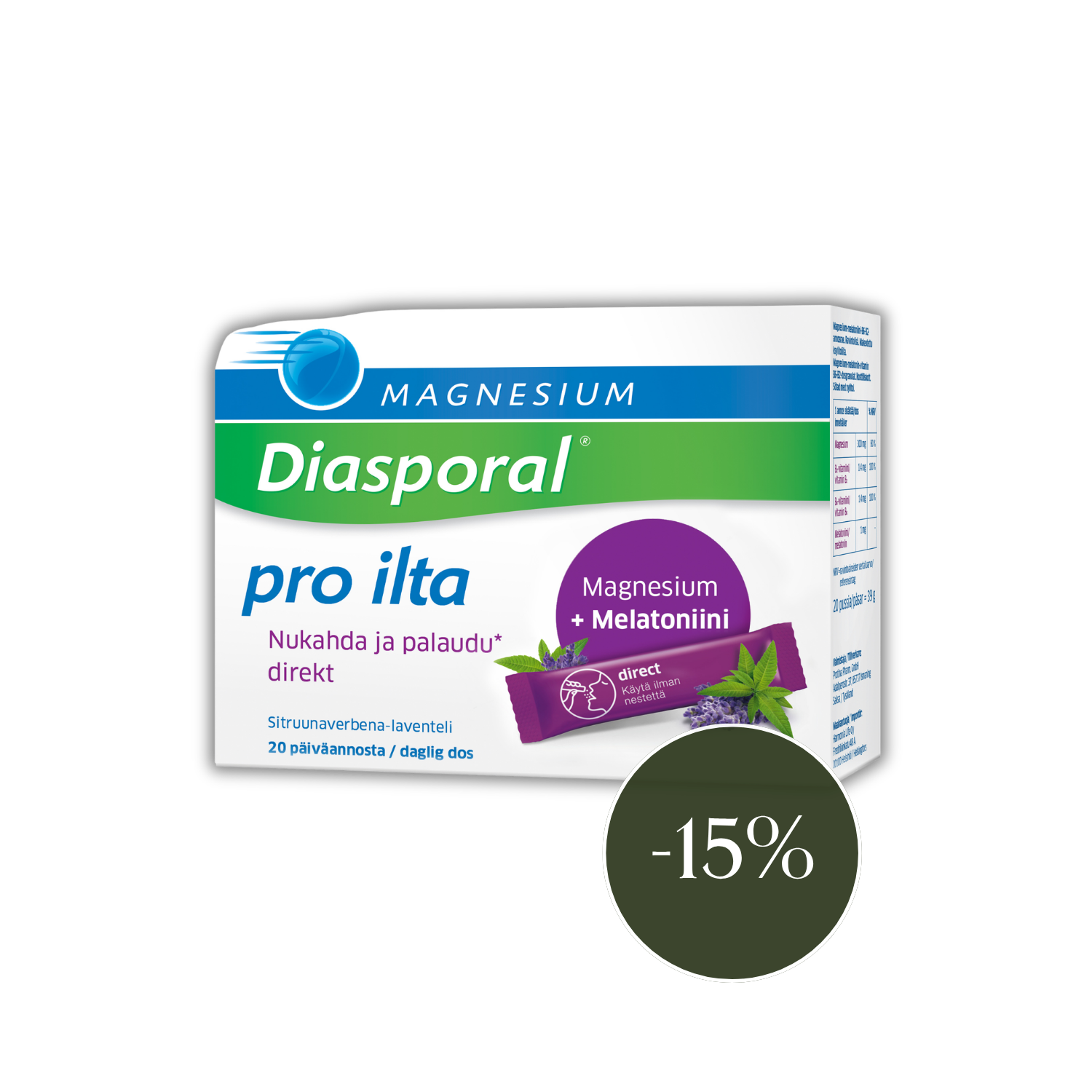 Diasporal magnesium pro kväll Direkt 20 st