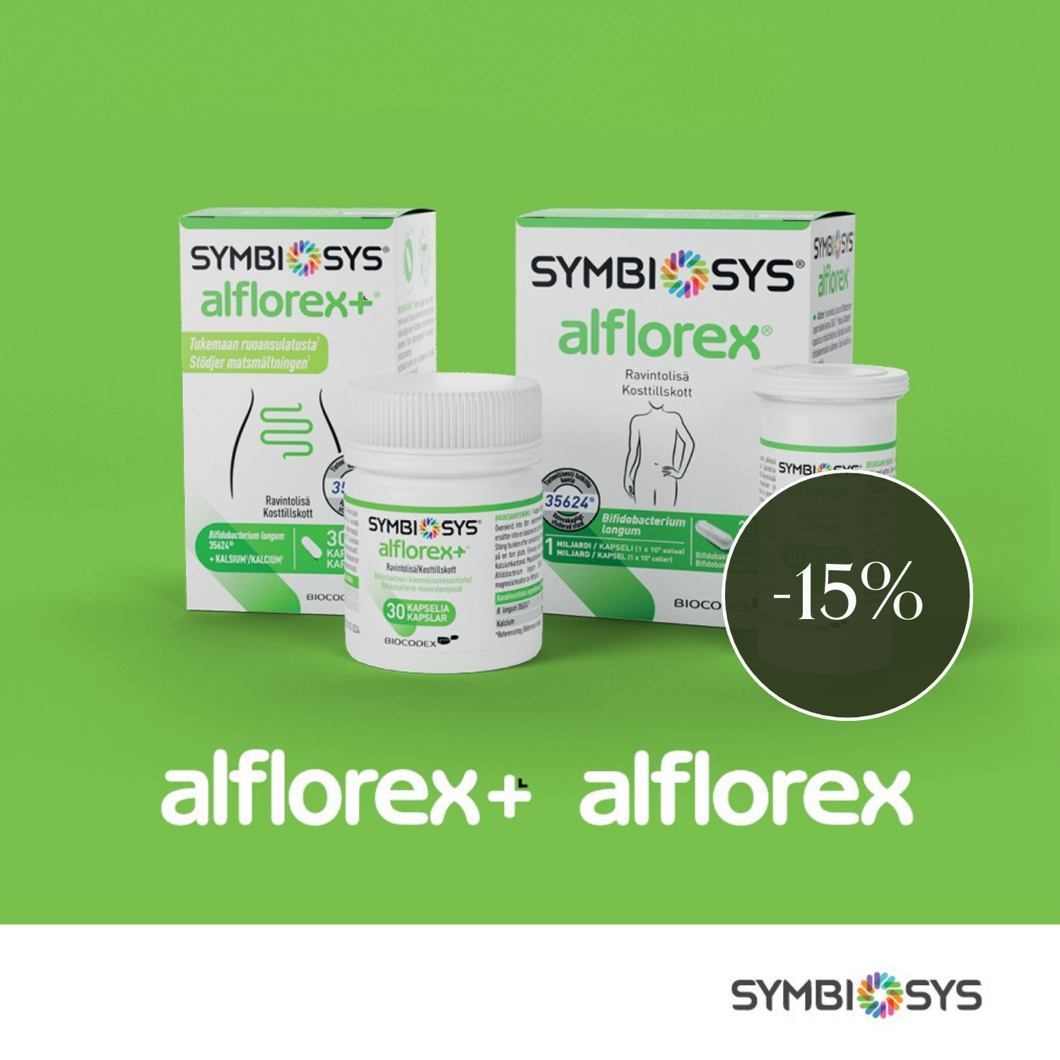 SYMBIOSYS Alflorex tai Alflorex+ 30 kaps