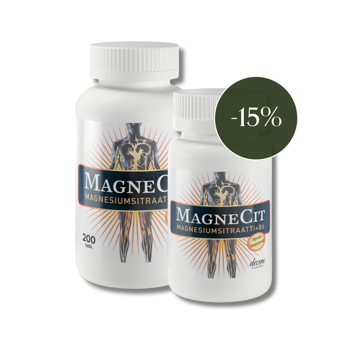 MagneCit Magnesium-sitraatti + B6 100 tai 200 tabl.