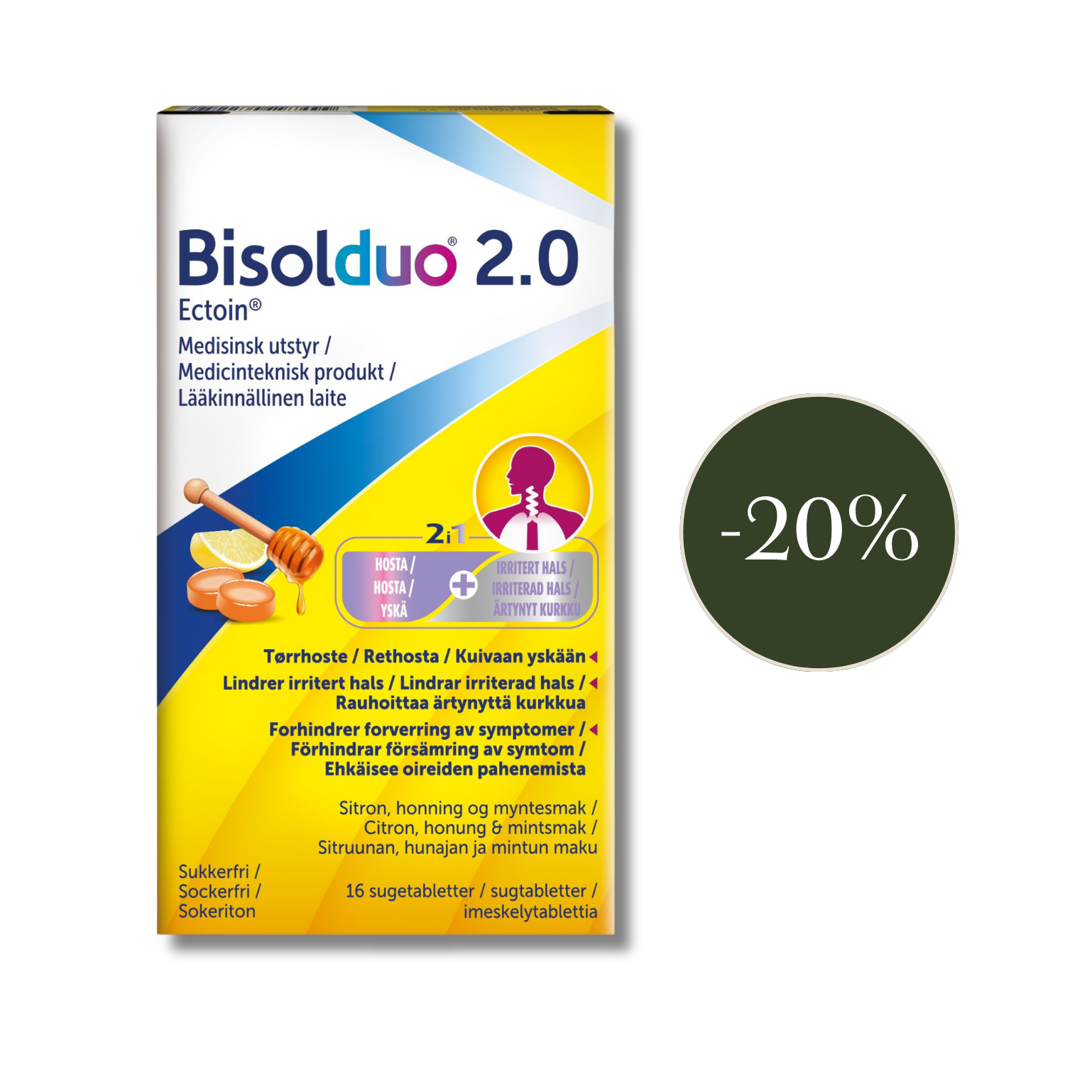 Bisolduo 2.0 imeskelytabletti 16 kpl