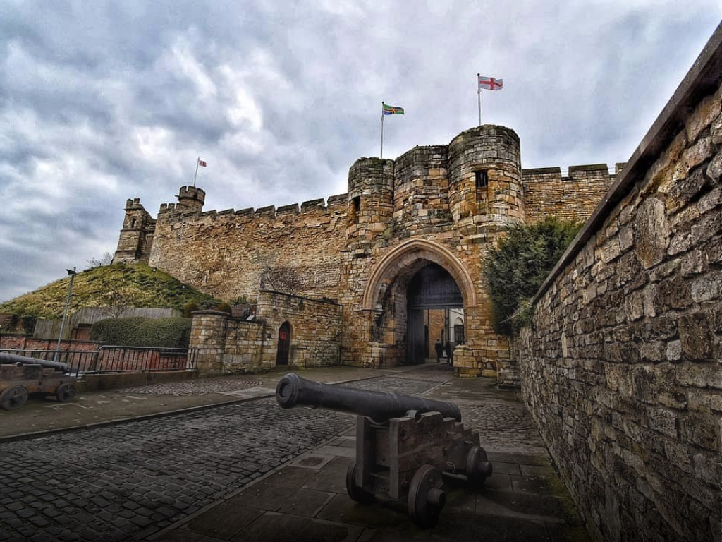 Lincoln castle on a cloudy day