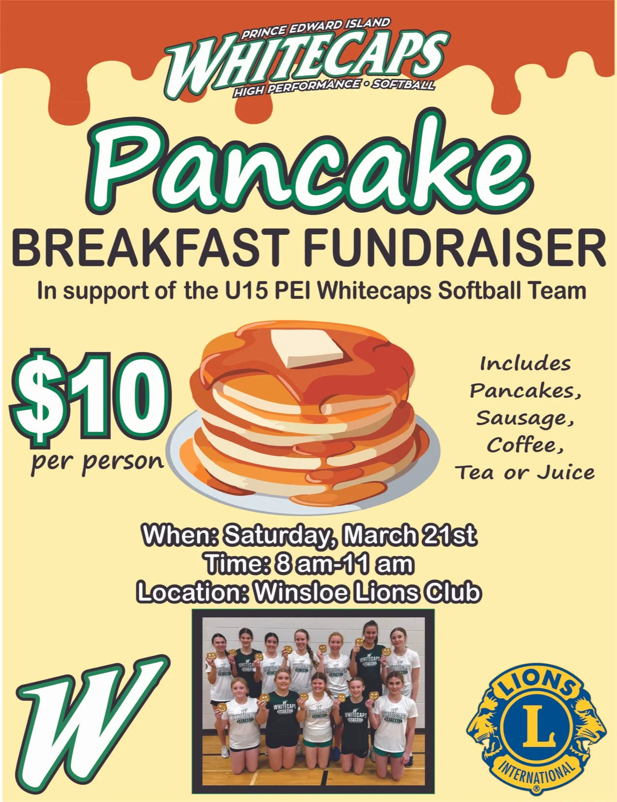 U15 PEI Whitecaps Pancake Breakfast