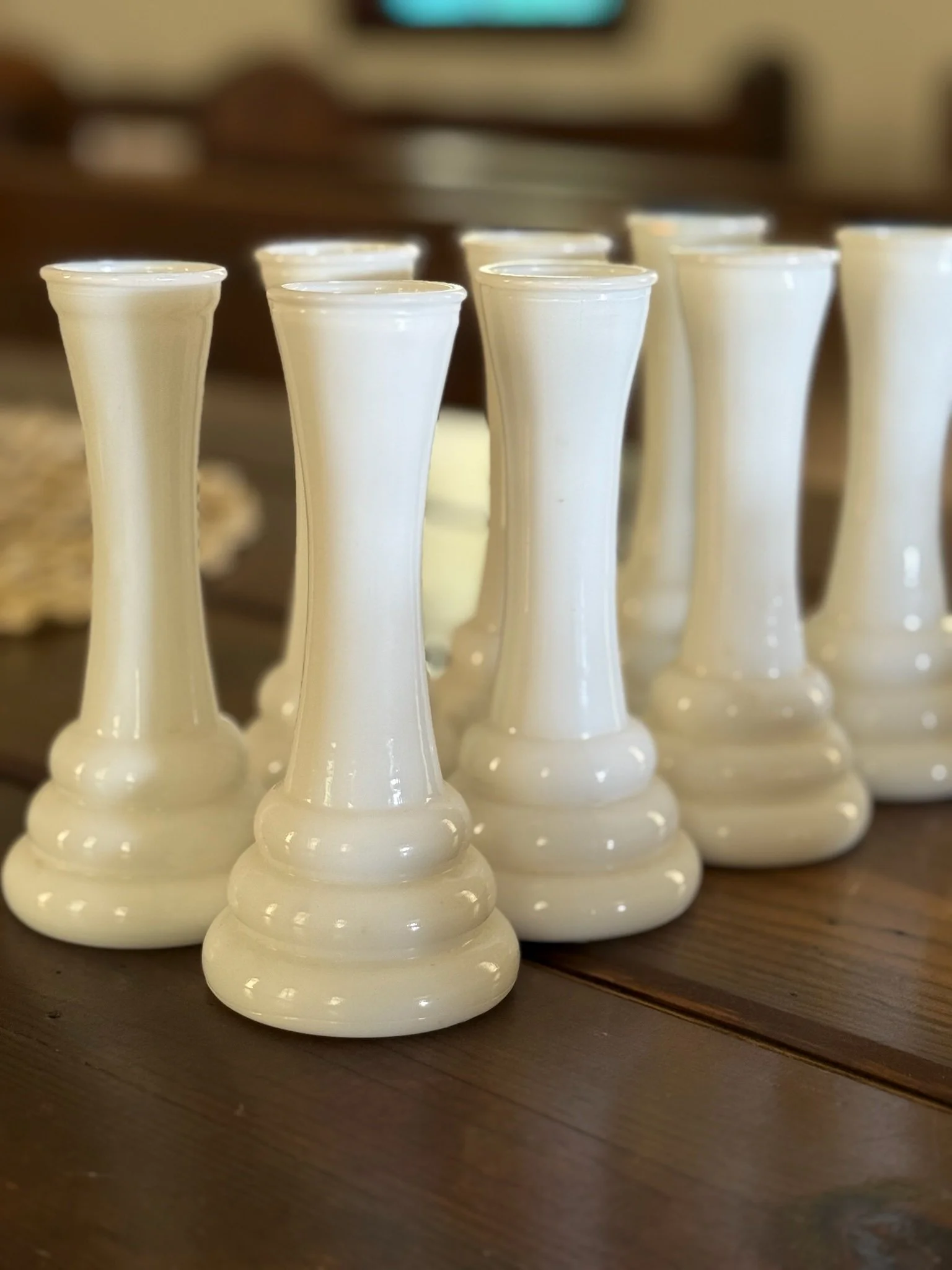 Sculpted Milk Glass Vases