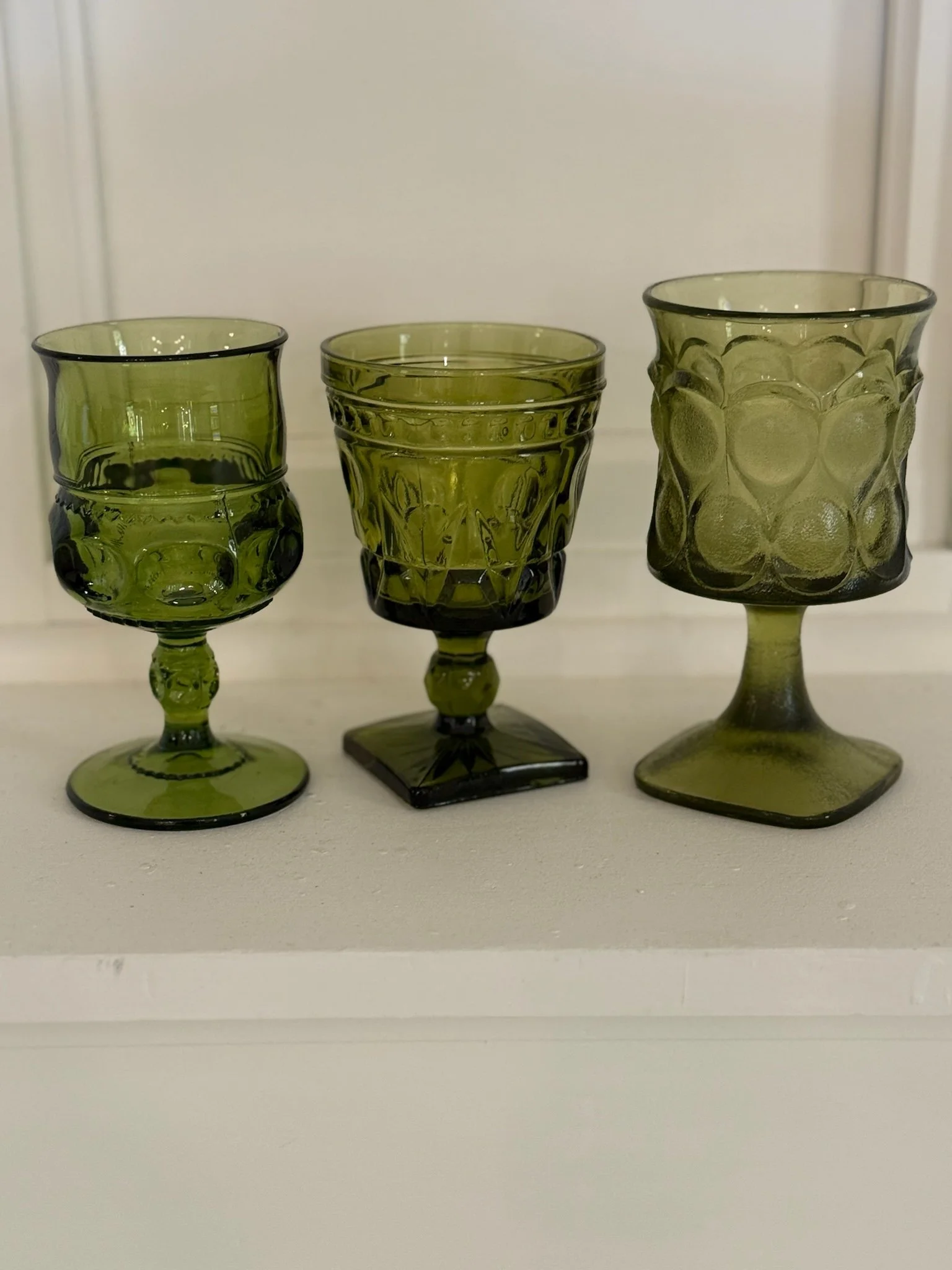 Textured Vintage Green Glassware