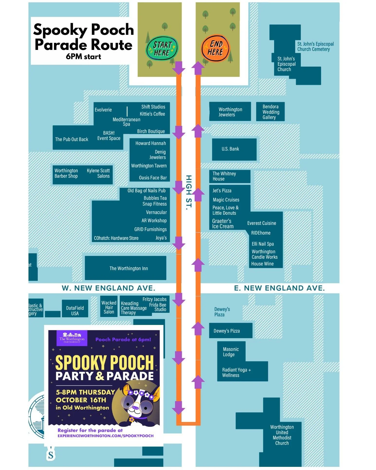 We can't wait for the parade of Spooky Pooches at 6PM in Old Worthington on Thursday, October 16! We'll end on the Southeast Village Green, where judges from our amazing sponsors will hand out awards. Thanks to our sponsors @livewellanimalworthington