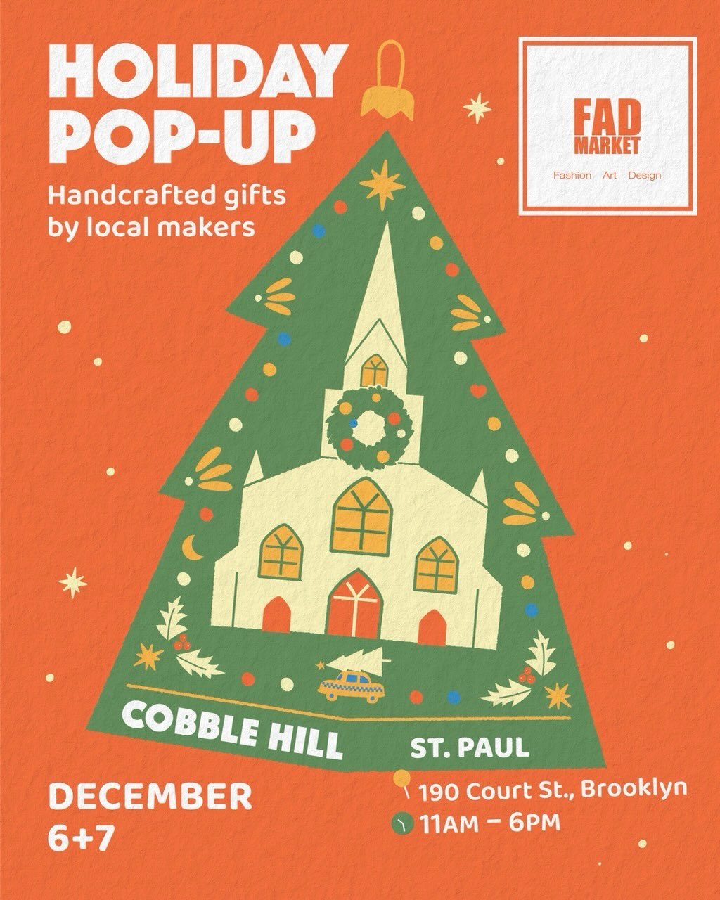 Come and see us over the next 2 weekends! @fadmarket 

HOLIDAY POP-UP | COBBLE HILL
December 6+7
11am&ndash;6pm
St. Paul
190 Court Street, Brooklyn 

 
HOLIDAY POP-UP | BOERUM HILL
December 13+14
11am&ndash;6pm
51 Bergen Street, Brooklyn
(Former Invi
