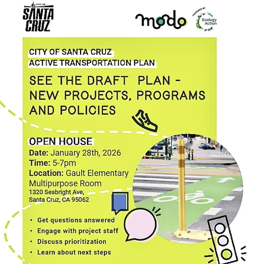 Ecology Action: Santa Cruz City Active Transportation Plan, January 28, 5 - 7 pm