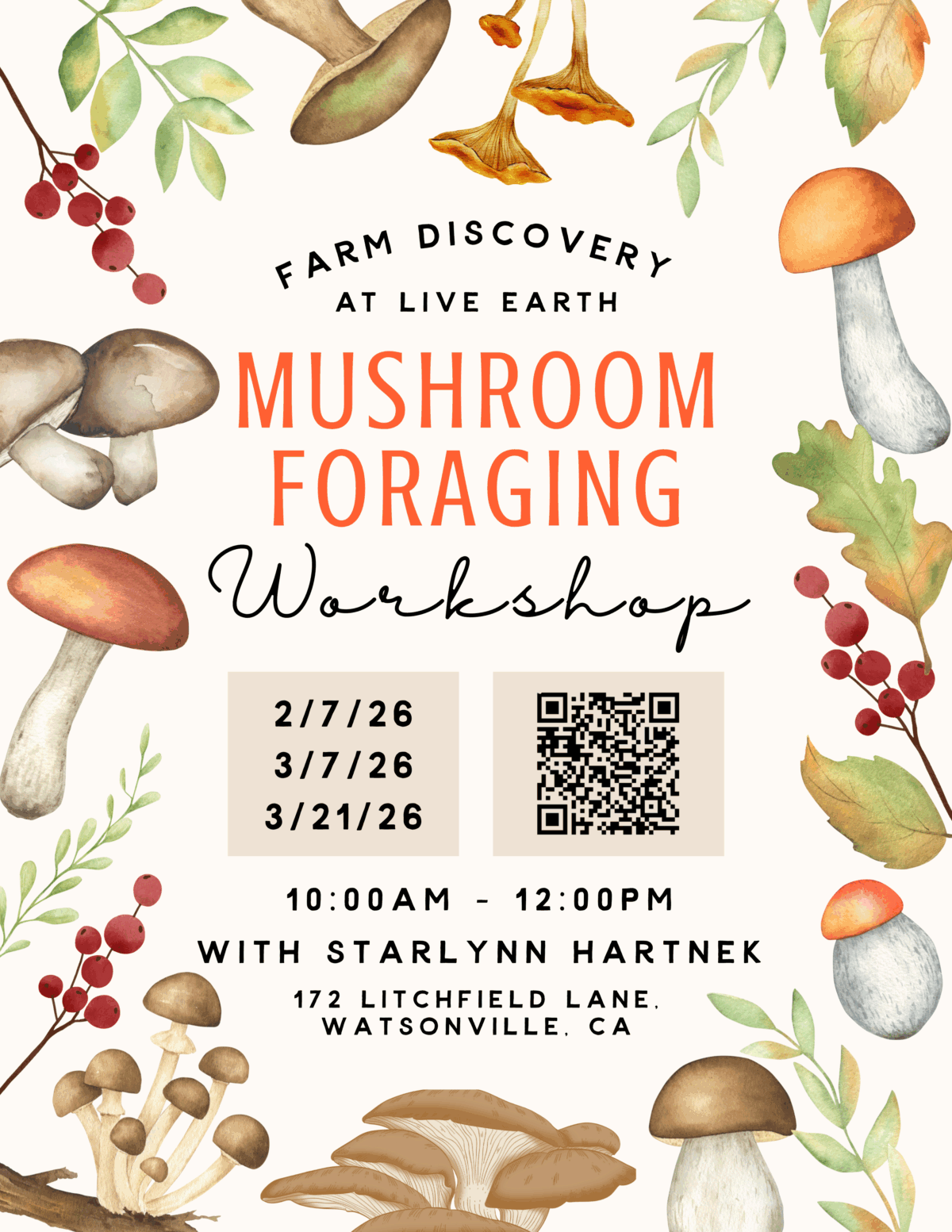 Farm Discovery At Live Earth: Mushroom Foraging, March 21, 10 Am - Noon