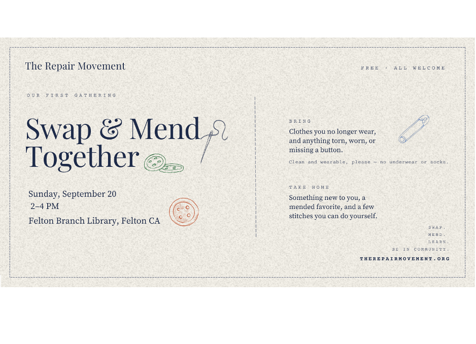 The Repair Movement: A Local Community Lead Project to Elevate Repairing, Reusing and Hands-on Learning, Sept 20, 2 - 4 pm
