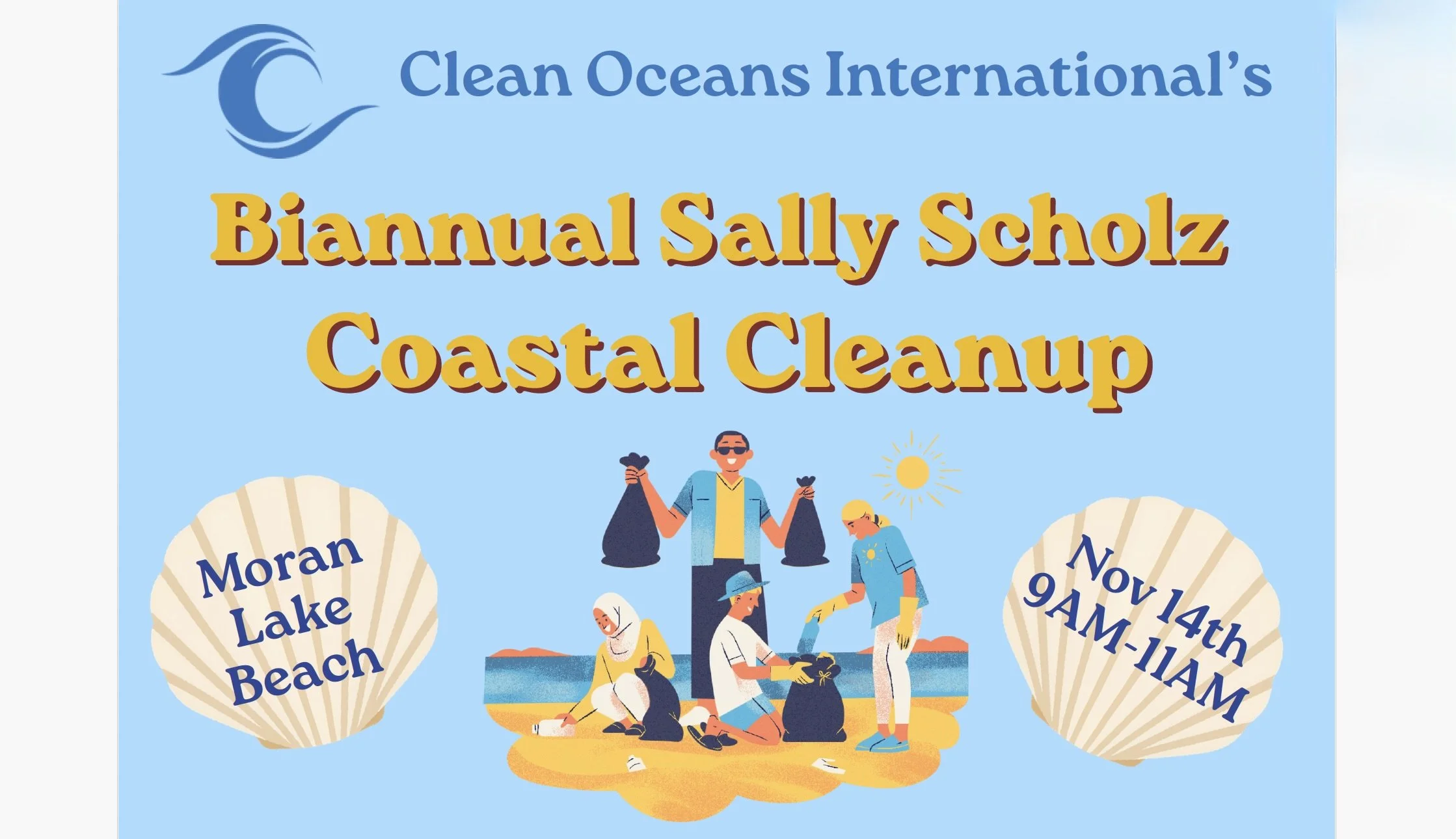 Clean Oceans International: Biannual Sally Sholz Coastal Cleanup, Nov 14, 9 - 11 AM