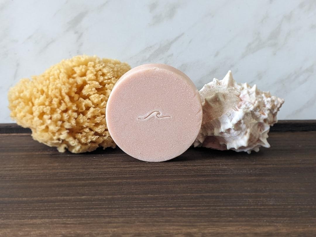 Rose Clay Sea Salt Soap with Natural Sea Sponge