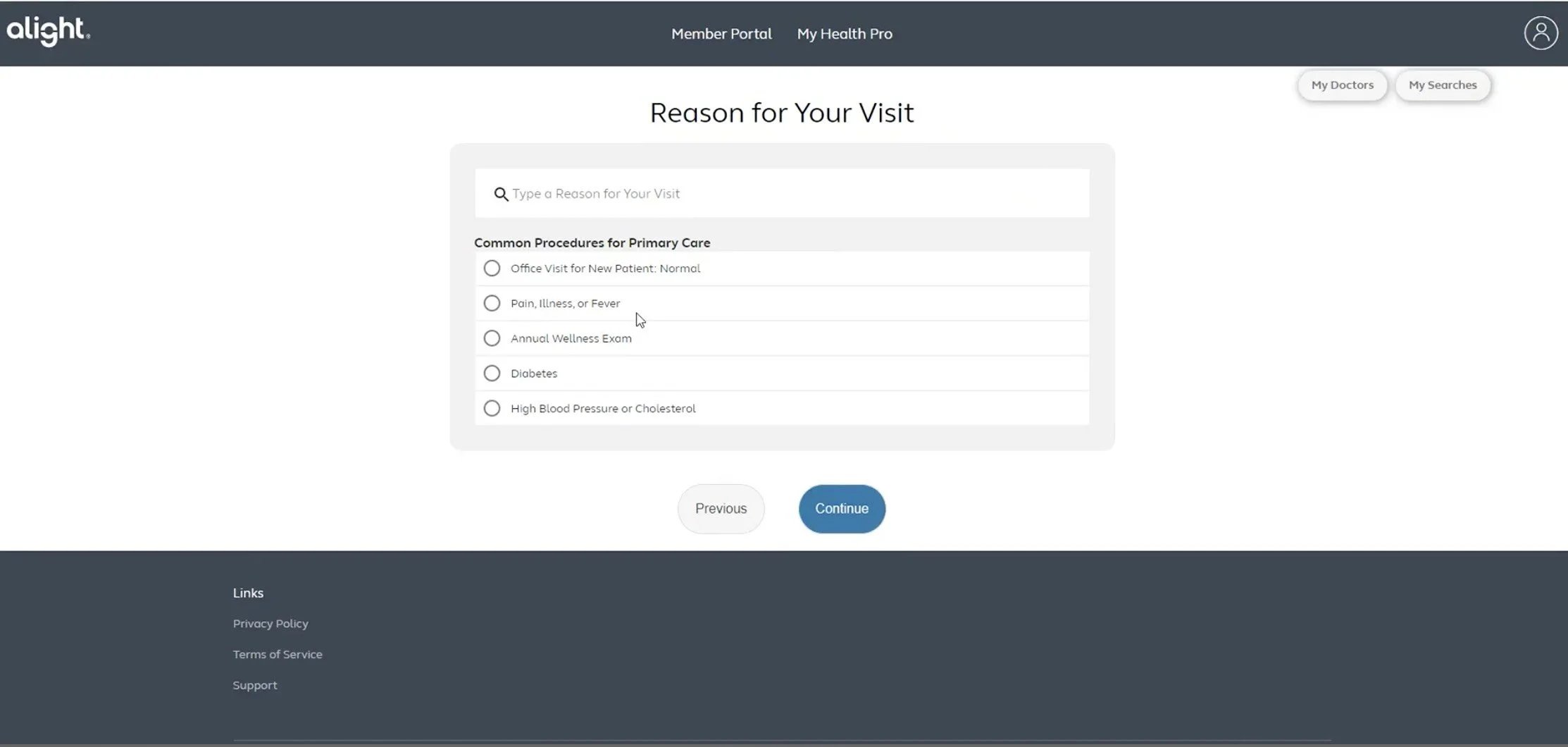 Users were then asked to think of a procedure for their condition.