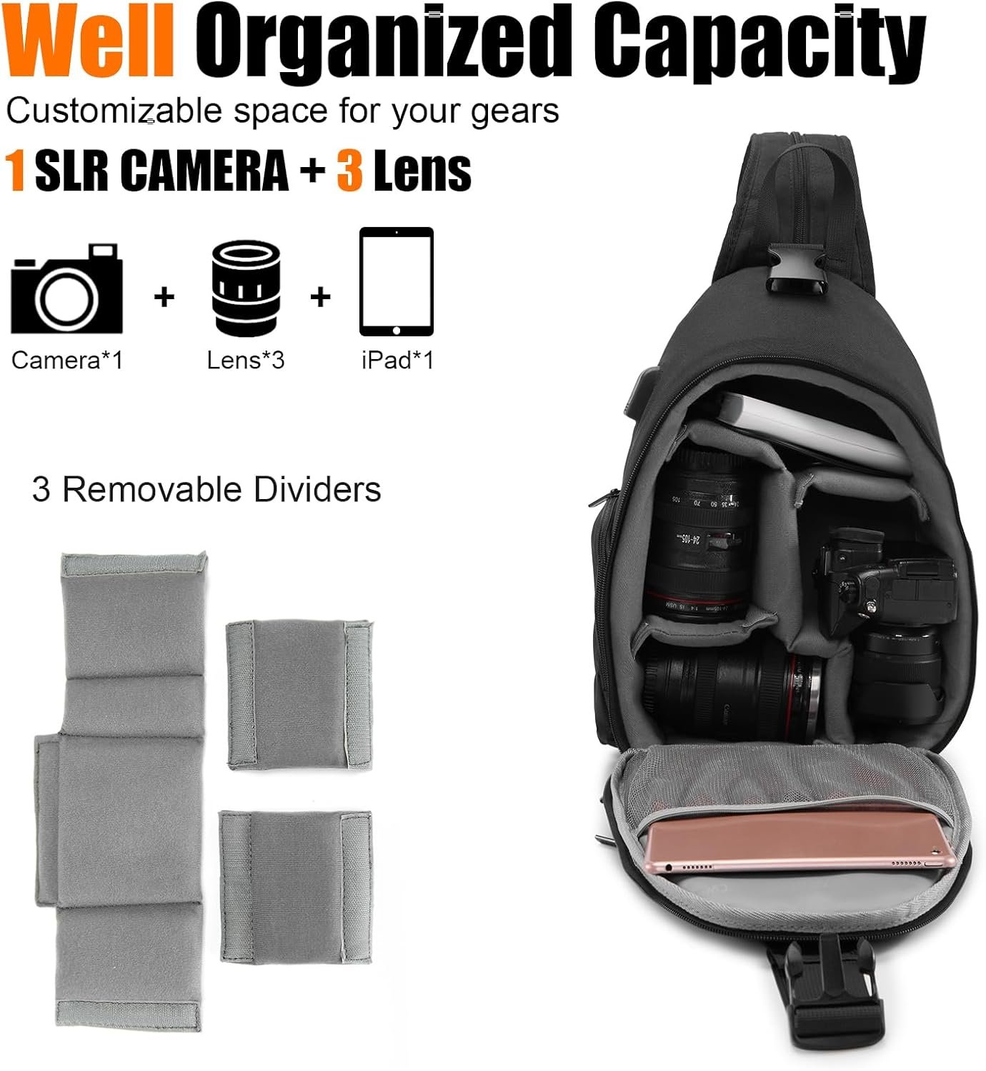 ↑ Cwatcun Camera Sling Bag