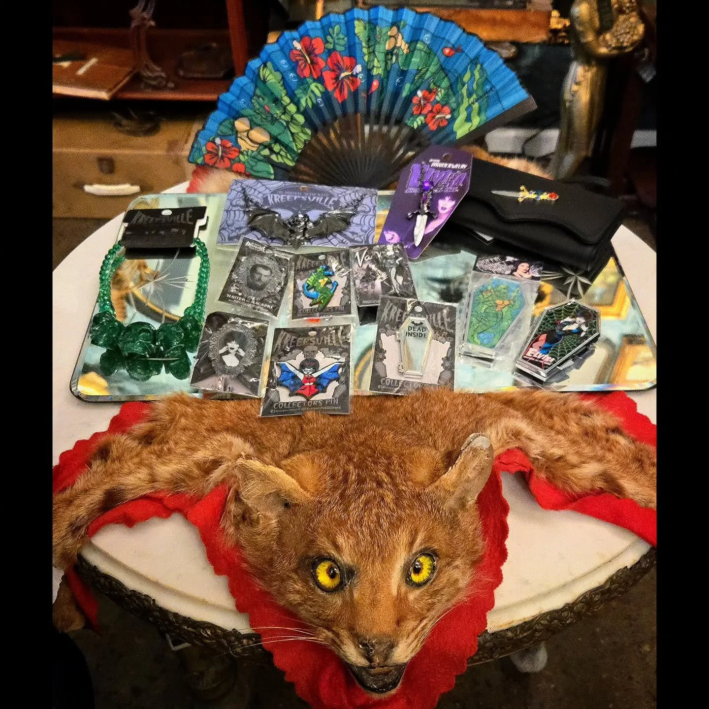 Curiouser &amp; Curiouser AVL now carries Kreepsville! Kreepsville is the Queen of spooky accessories! Come accessorize your purse or outfit today! 
  Open till 8 PM
Located at 117 Sweeten Creek Road 
Beside Boutique Royale 
.
.
.
.
.
.
.
.
.
.
.
.
.